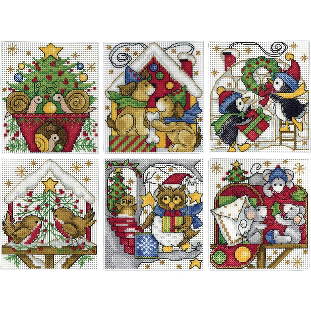 Home for Christmas 6/Pkg Counted Cross Stitch Ornament Kit